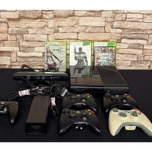 Xbox 360 E Kinect Bundle Lot GTA V Final Fantasy COD 5 controllers as is